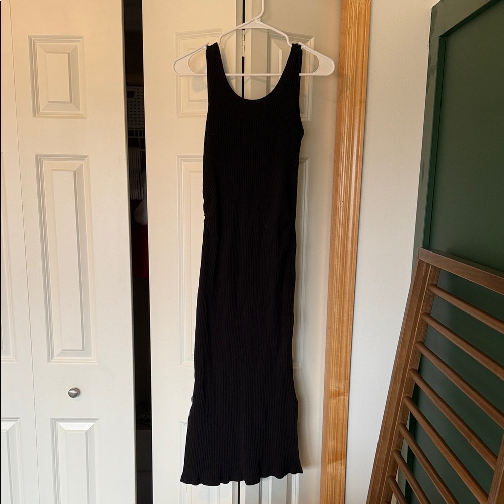 GAP Maternity Black Ribbed Tank Midi Dress